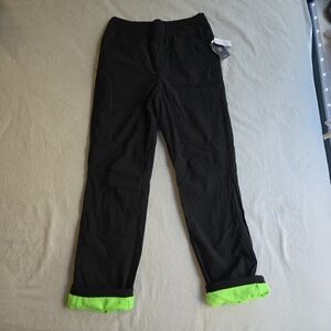GAP Kids Black Hybrid Joggers with Neon Green Fleece Lining